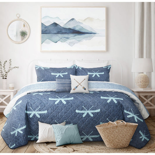 King Size Quilt Bedding Set 3 Piece Woven Microfiber