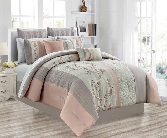 Celina 7 Piece Queen Woven Comforter Bedding Set Soft Luxe