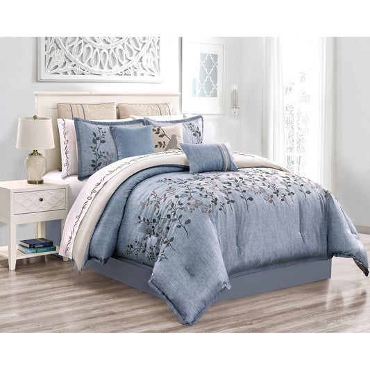 Woven Comforter Bedding Set 7Pcs Queen Size Enya DecoElegance