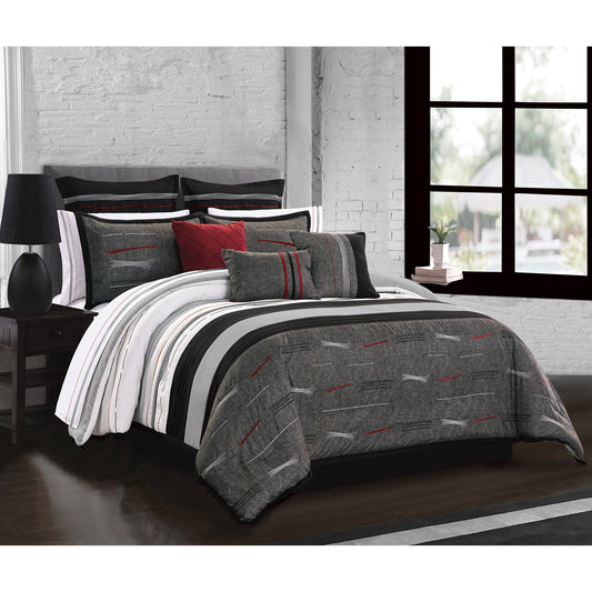 Woven Comforter Bedding Set Queen Size 7 Piece Zumi DecoElegance