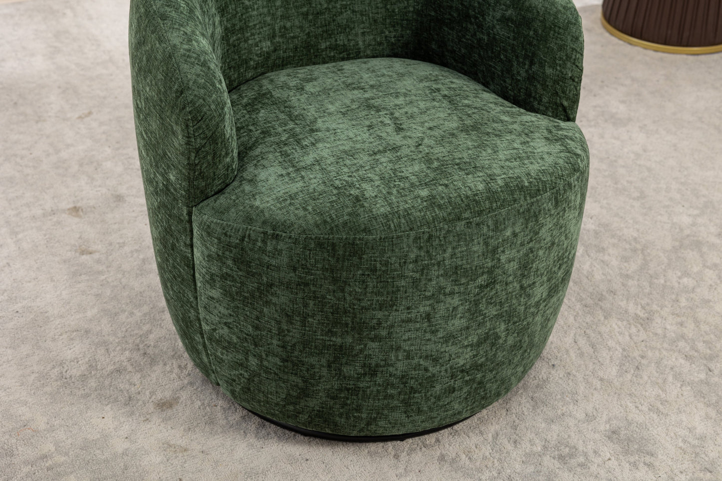 Rotating Chenille Accent Chair with Black Metal Base