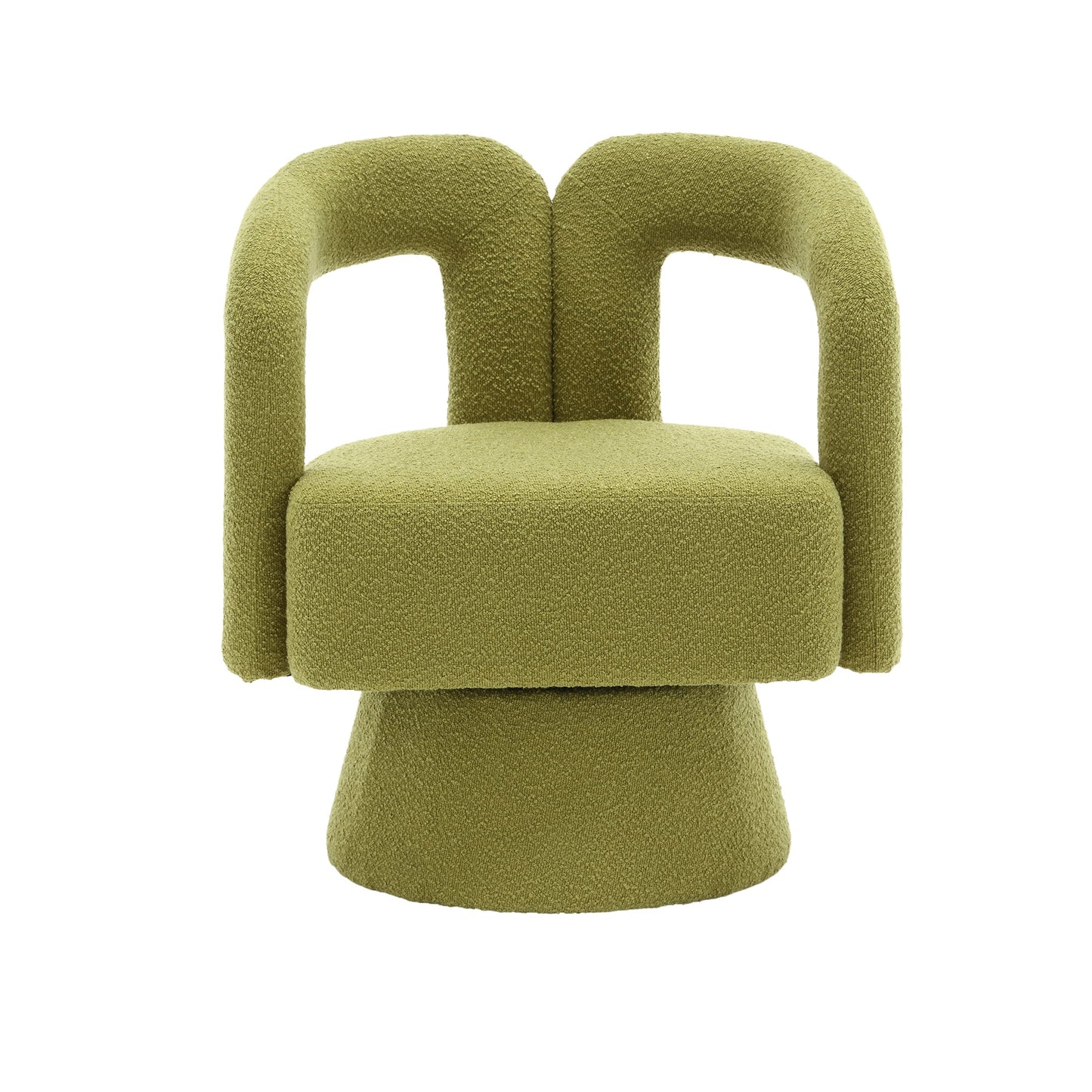 Olive Green Boucle 360-Degree Swivel Cuddle Barrel Chair