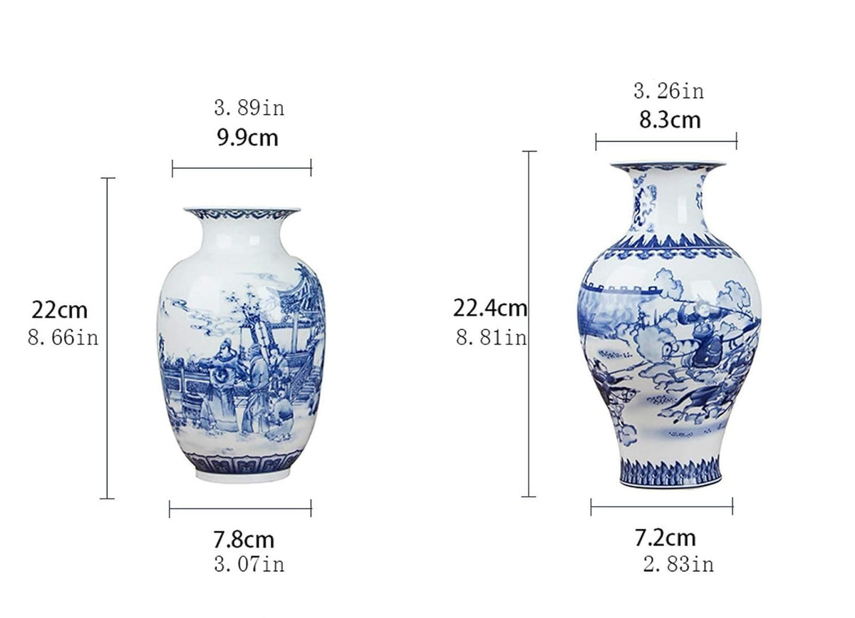 Antique blue and white Chinese ceramic vase with intricate floral patterns.