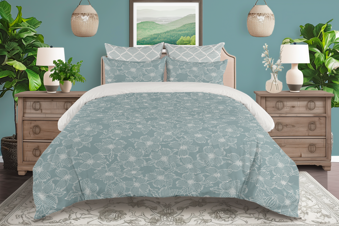 5 Piece Cotton Duvet Cover Set Queen Dogwood Refined