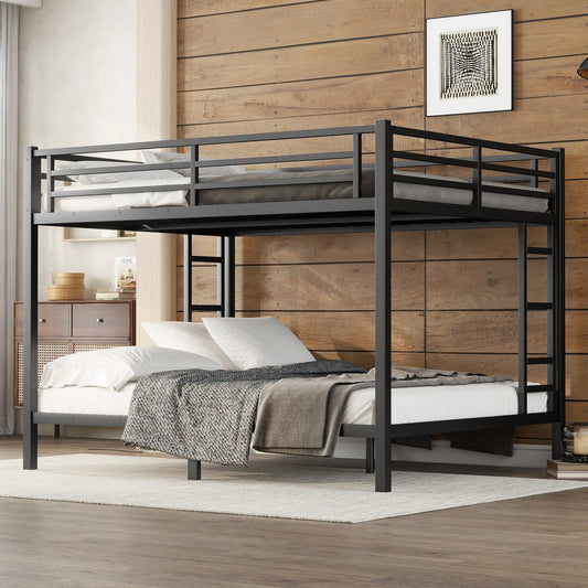 Metal Queen Over Queen Bunk Bed for Teens and Adults Black