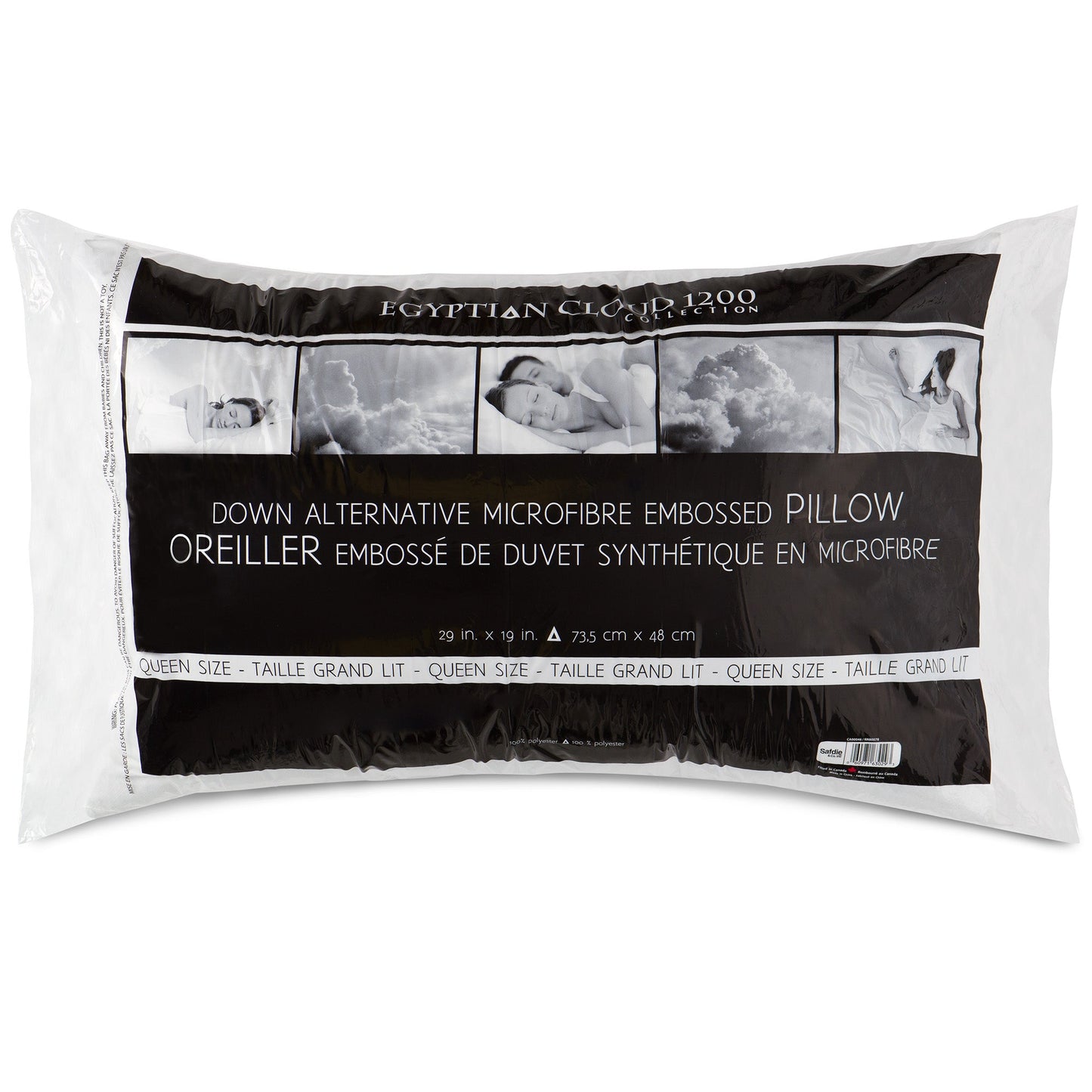 Embossed Hotel Collection Queen Bed Pillow 20x36 White for All Sleepers