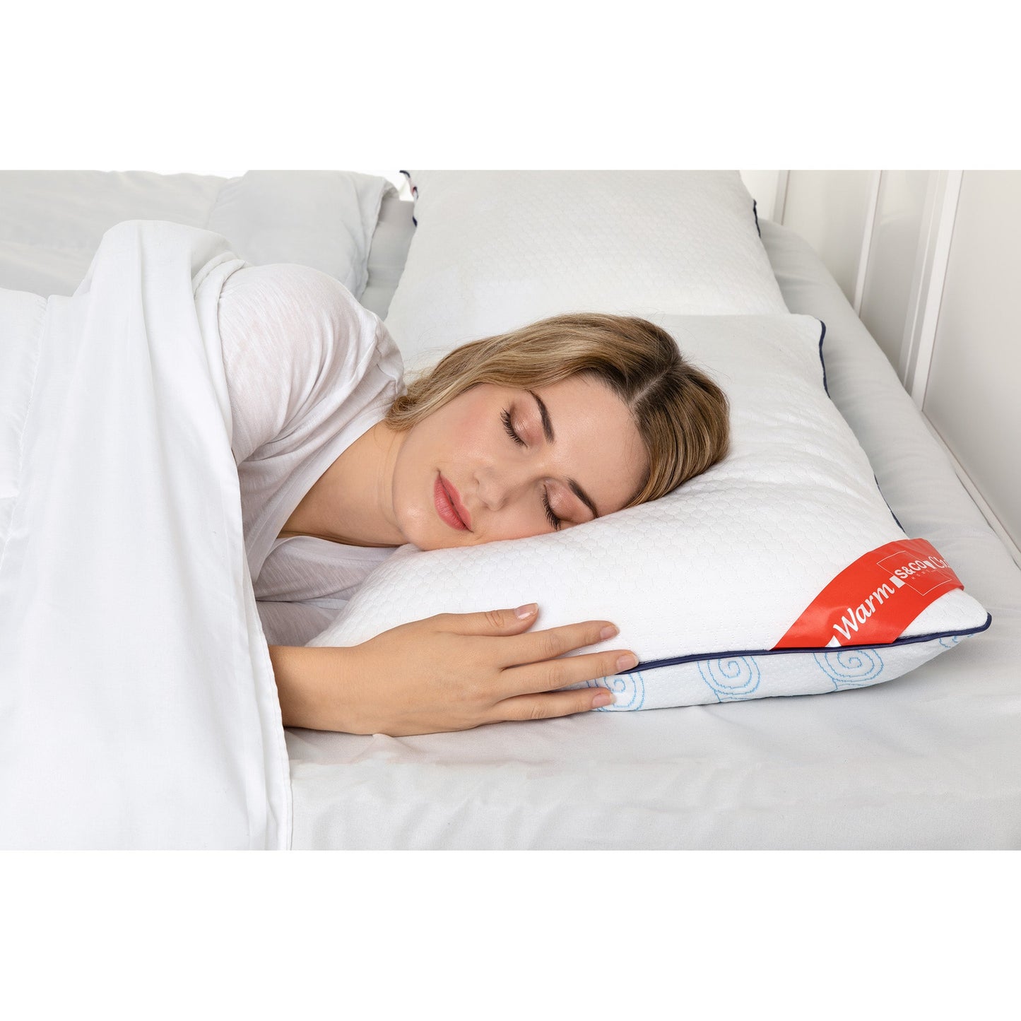 Cooling Matelasse Hotel Collection Queen Pillow 20x30 White for Back Sleepers