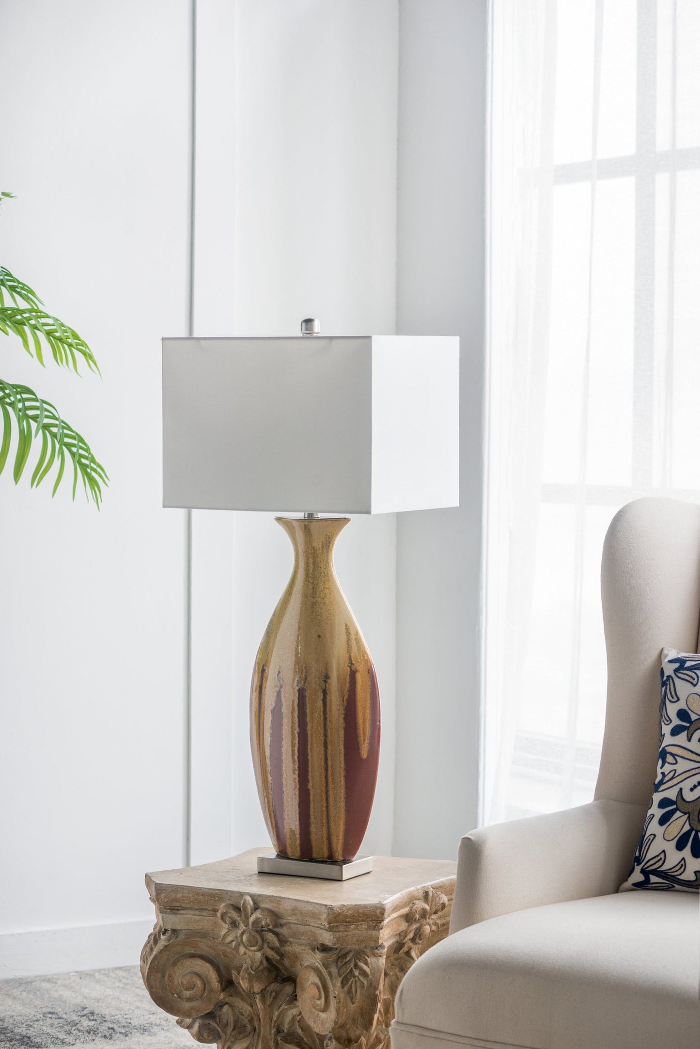 Ceramic Multicolor Table Lamp 36 Inch Tall Glow Living Room