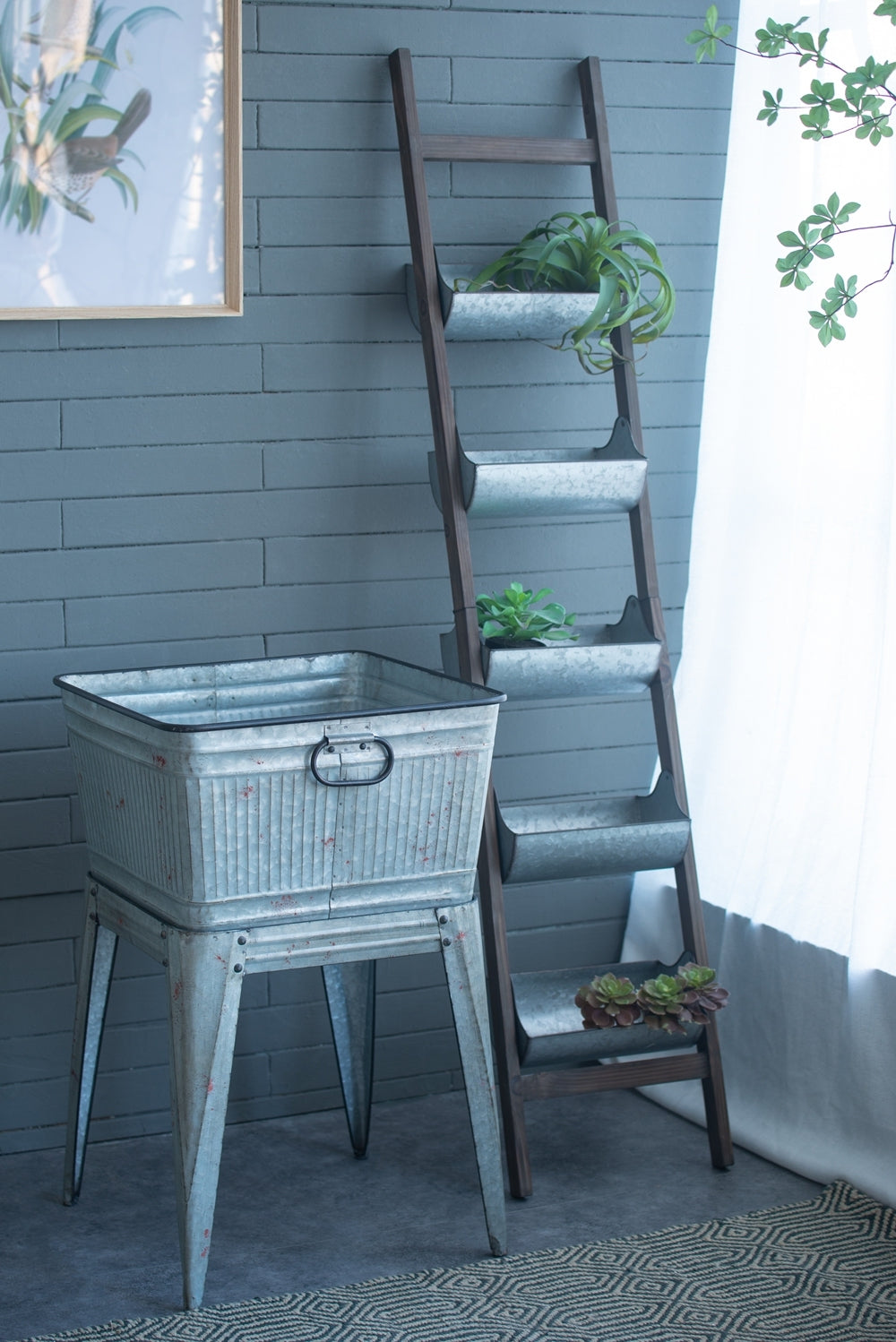 Galvanized Tub On Stand Plant Pot Holder For Gardeners