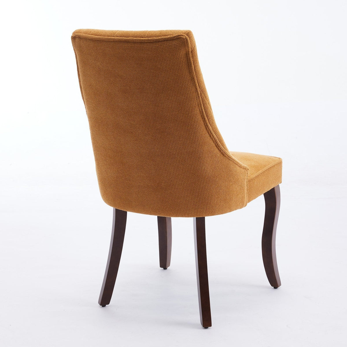 Set of 2 rayon flocking linen dining chairs with high back support.