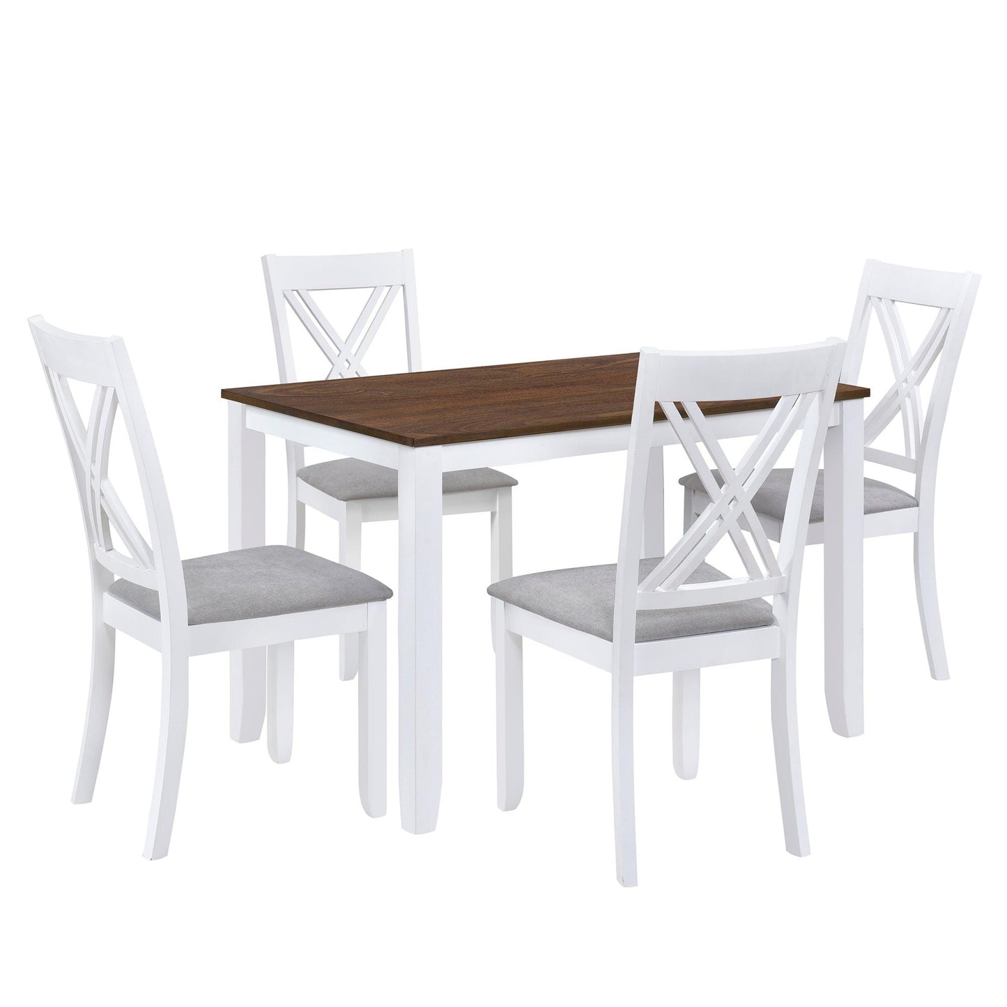 Rustic Minimalist Wood 5-Piece Dining Table Set White