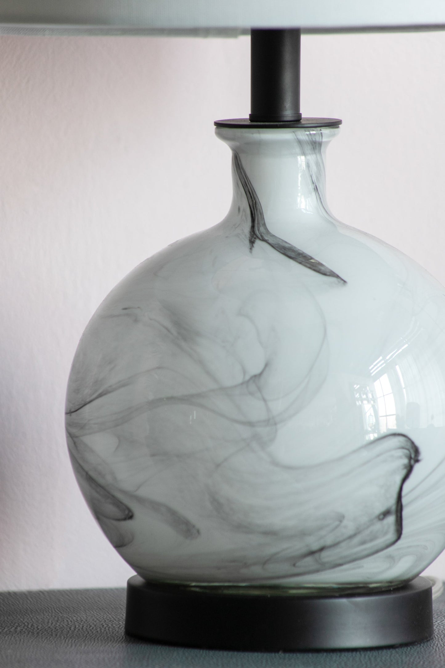 Glass Table Lamp White Gray Modern Decor For Living Room