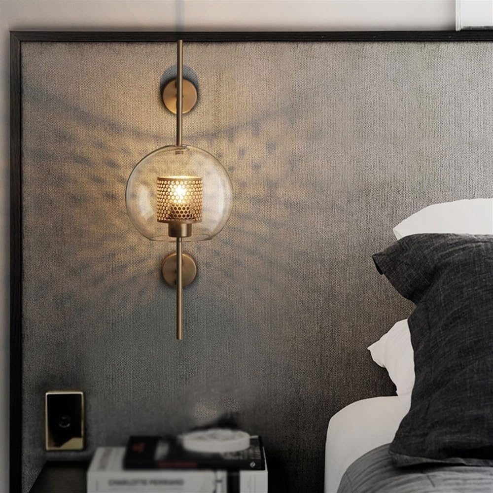 Bronze retro industrial glass ball wall lamp sconce