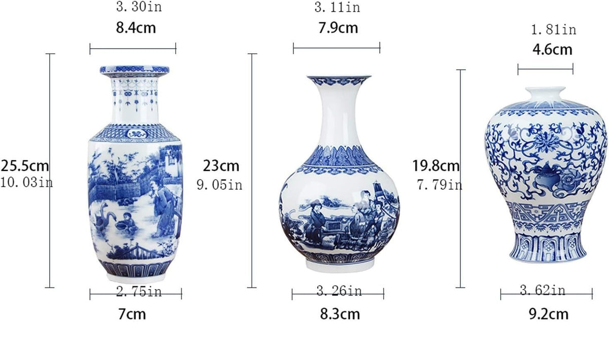 Antique blue and white Chinese ceramic vase for home decor.