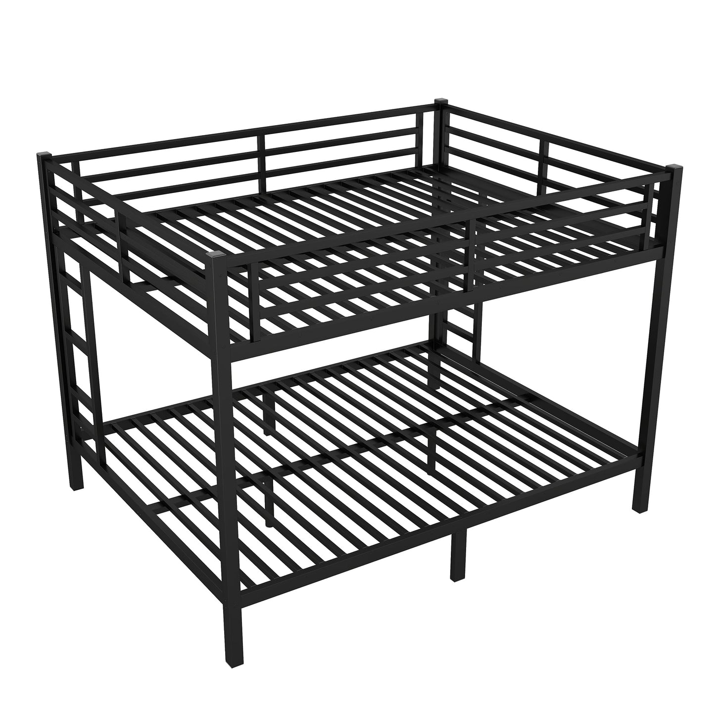 Metal Queen Over Queen Bunk Bed for Teens and Adults Black