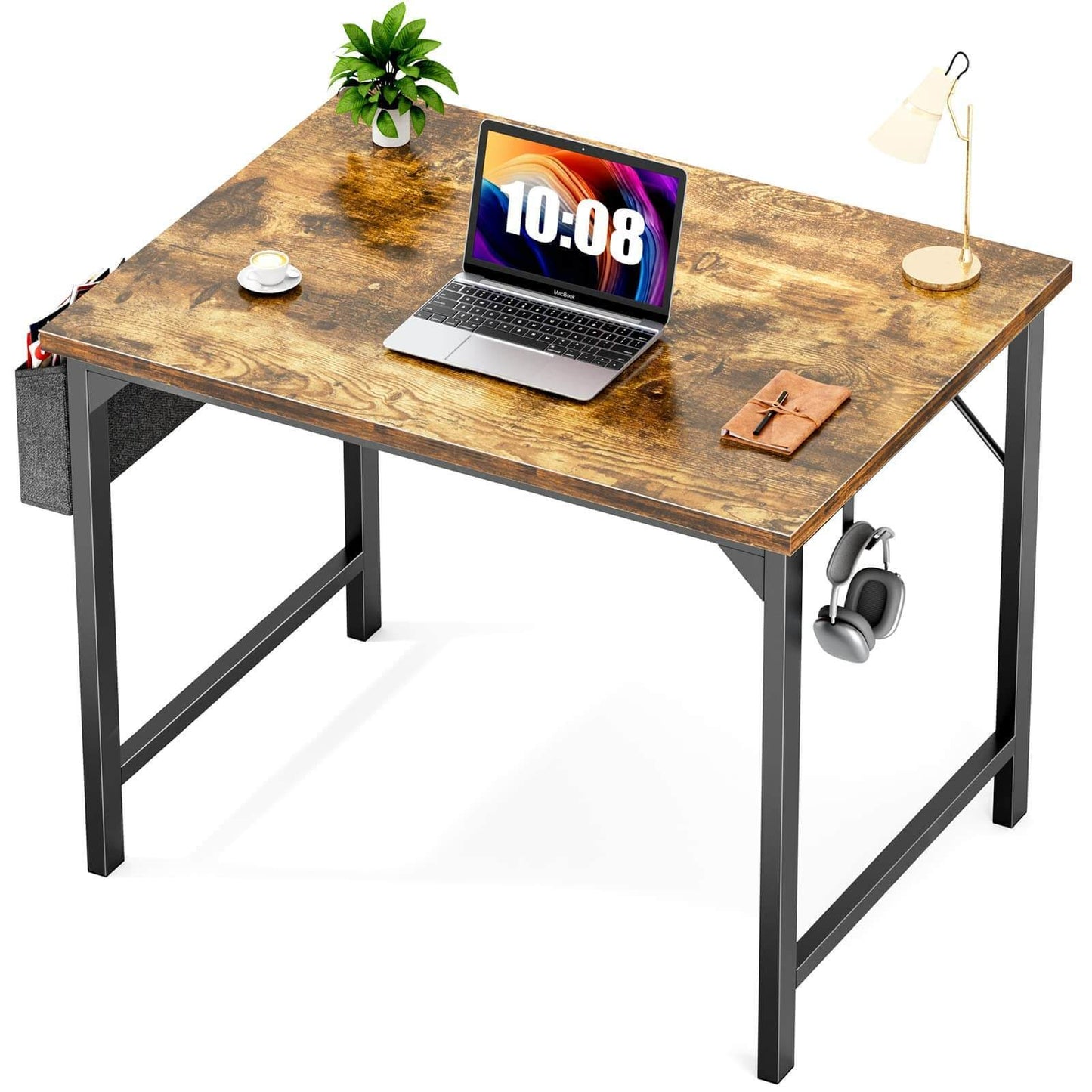 Sleek & Functional Wooden Office Desk with Storage Solutions