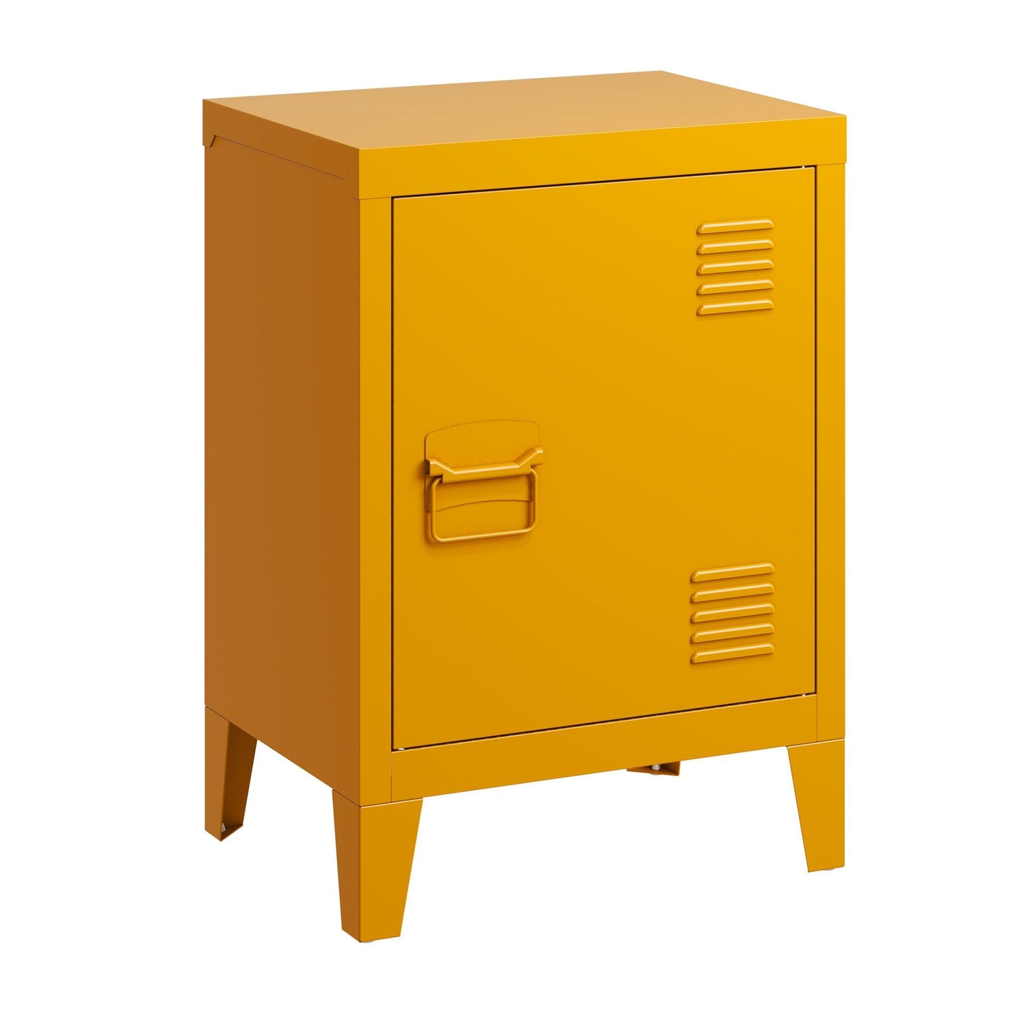 Vibrant Yellow Metal Nightstand - Versatile Bedside Storage Cabinet with Adjustable Shelf, Easy Assembly for Bedroom and Living Room