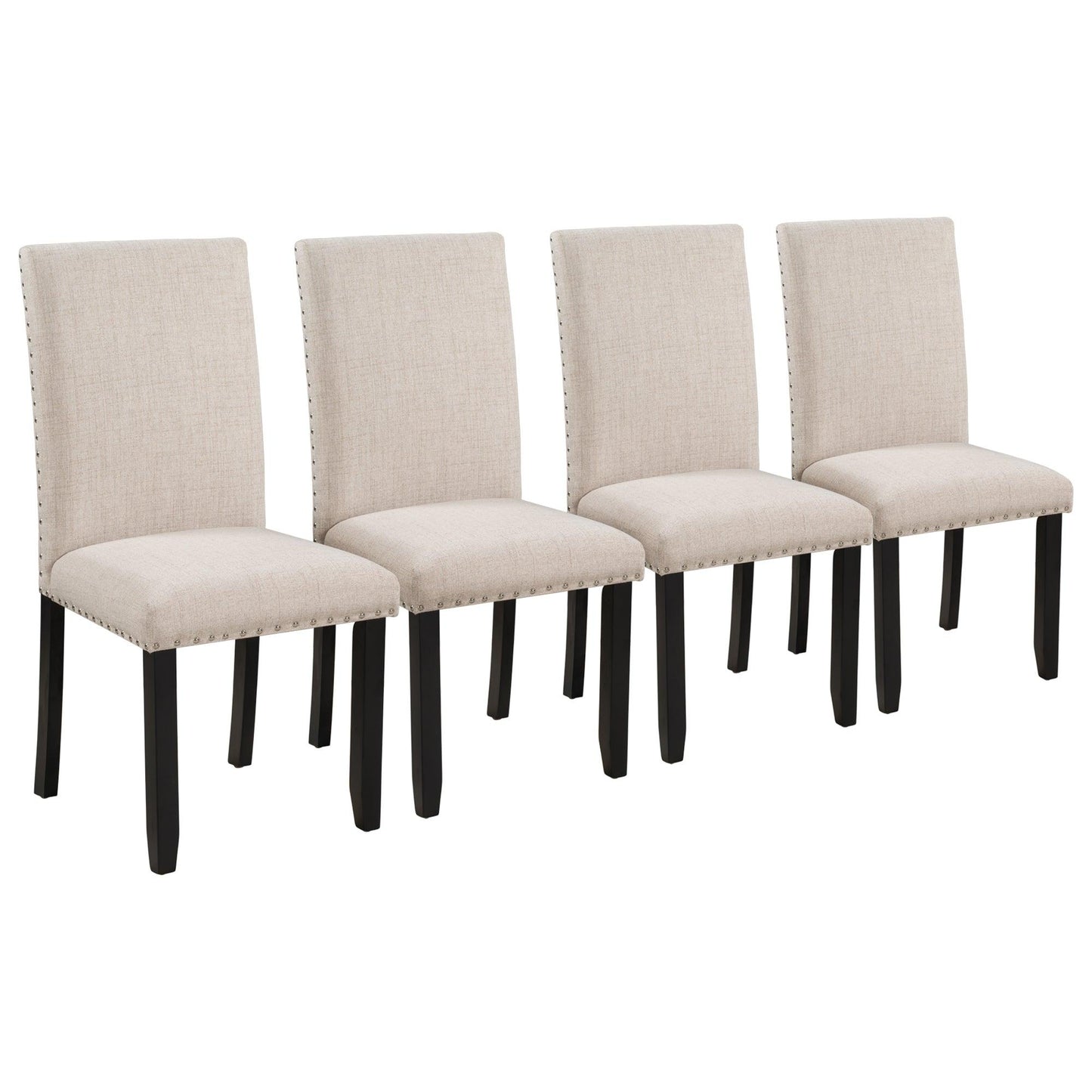 Faux Marble 5-Piece Dining Set with 4 Cushioned Chairs