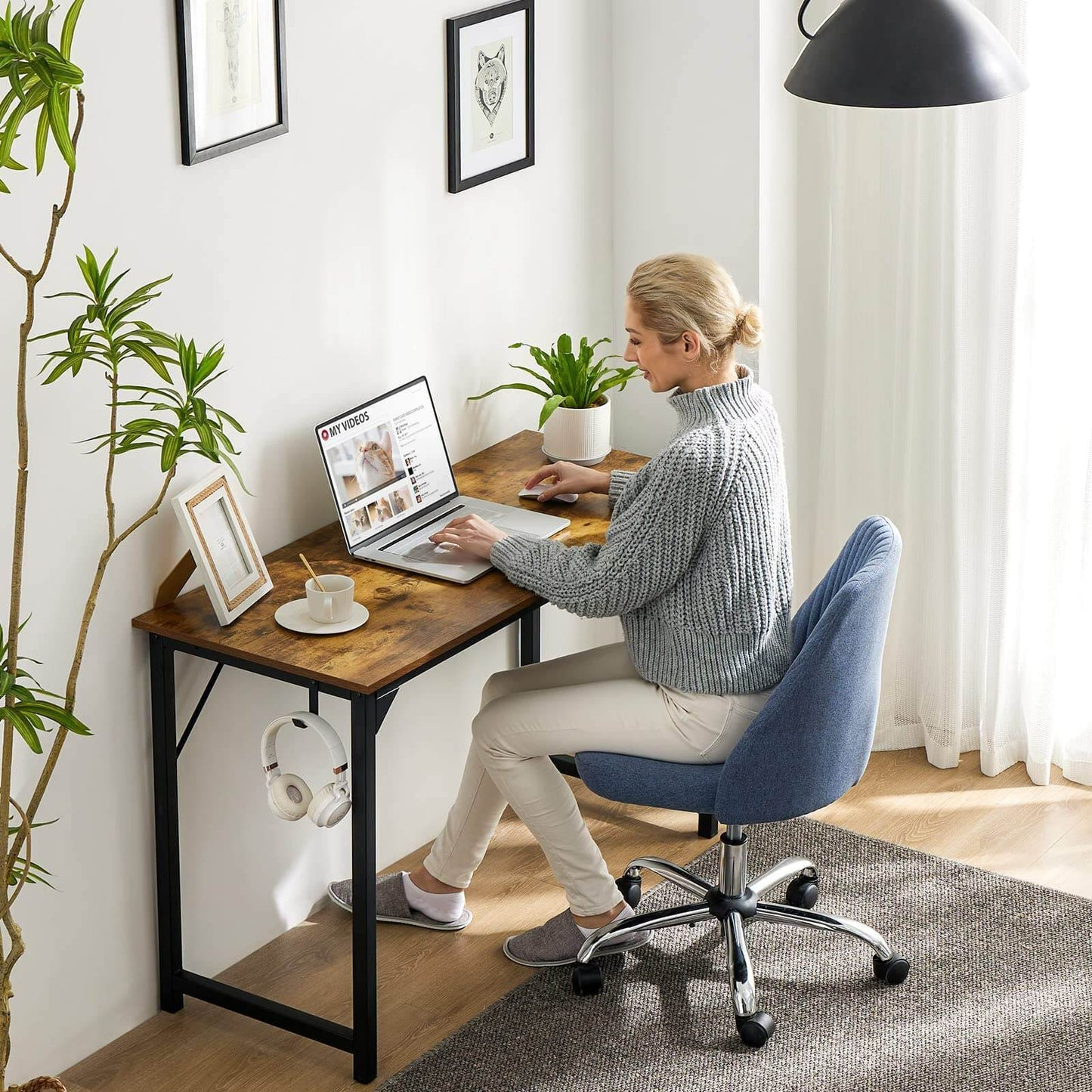 Sleek & Functional Wooden Office Desk with Storage Solutions