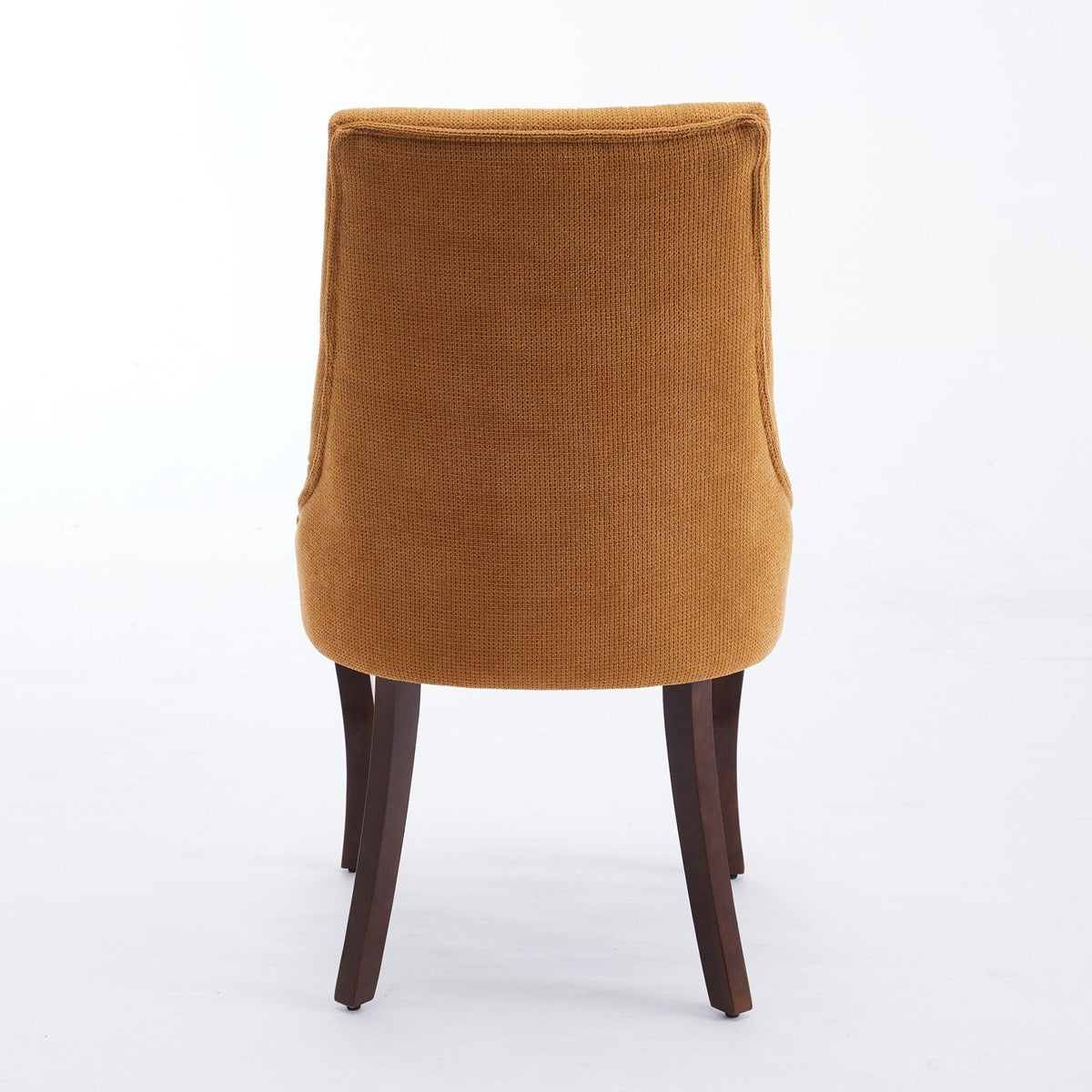 Set of 2 rayon flocking linen dining chairs with high back support.