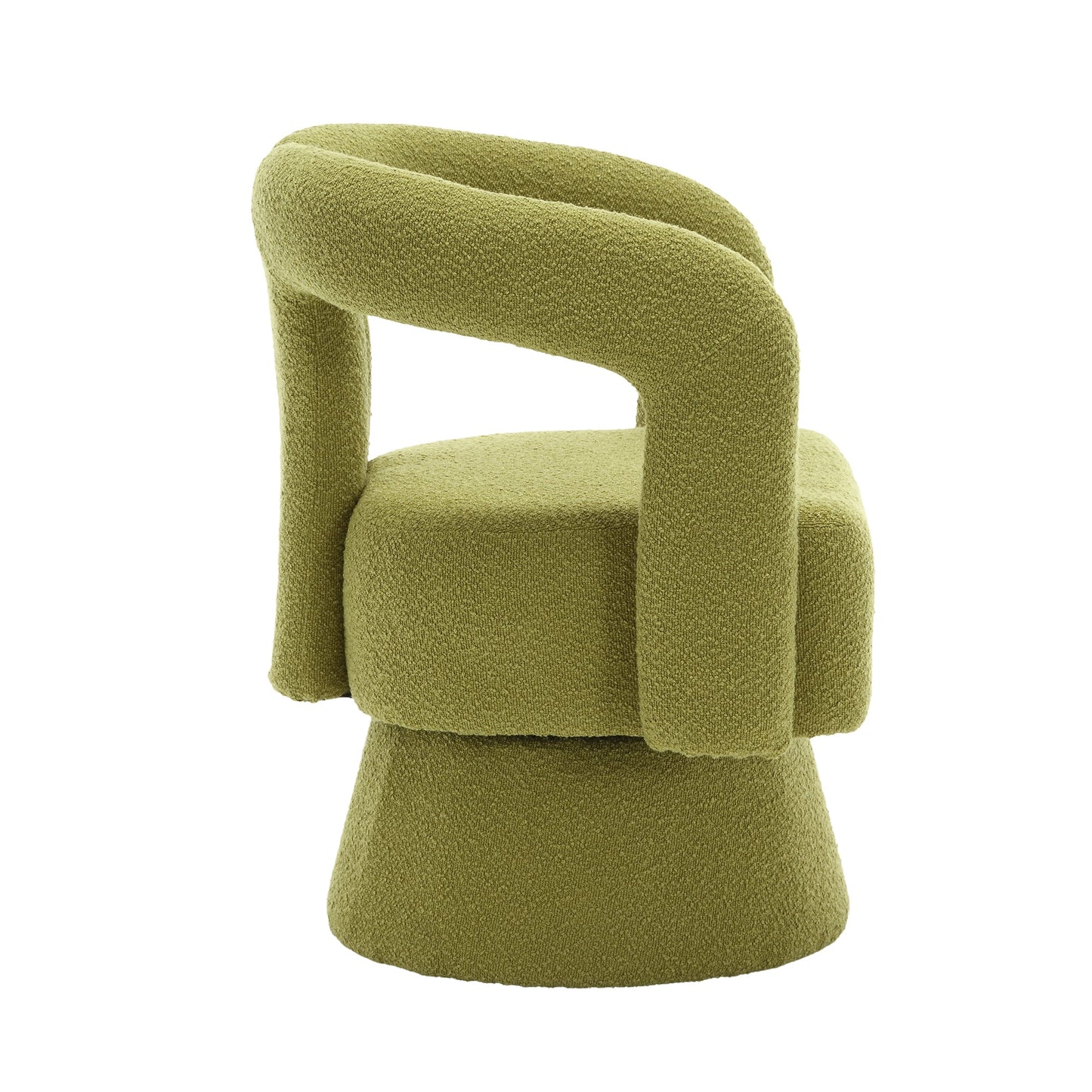 Olive Green Boucle 360-Degree Swivel Cuddle Barrel Chair