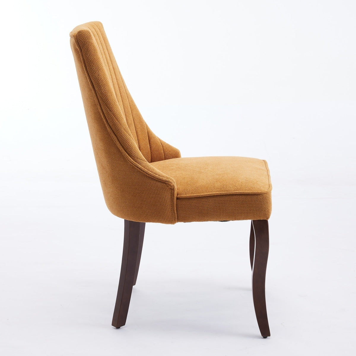 Set of 2 rayon flocking linen dining chairs with high back support