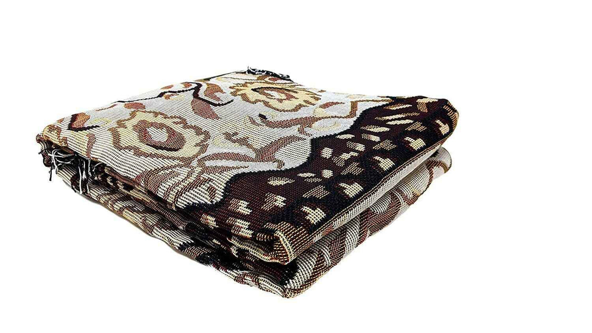 Elegant Tapestry Throw Blanket: Transform Your Space with Golden Persian Floral Design