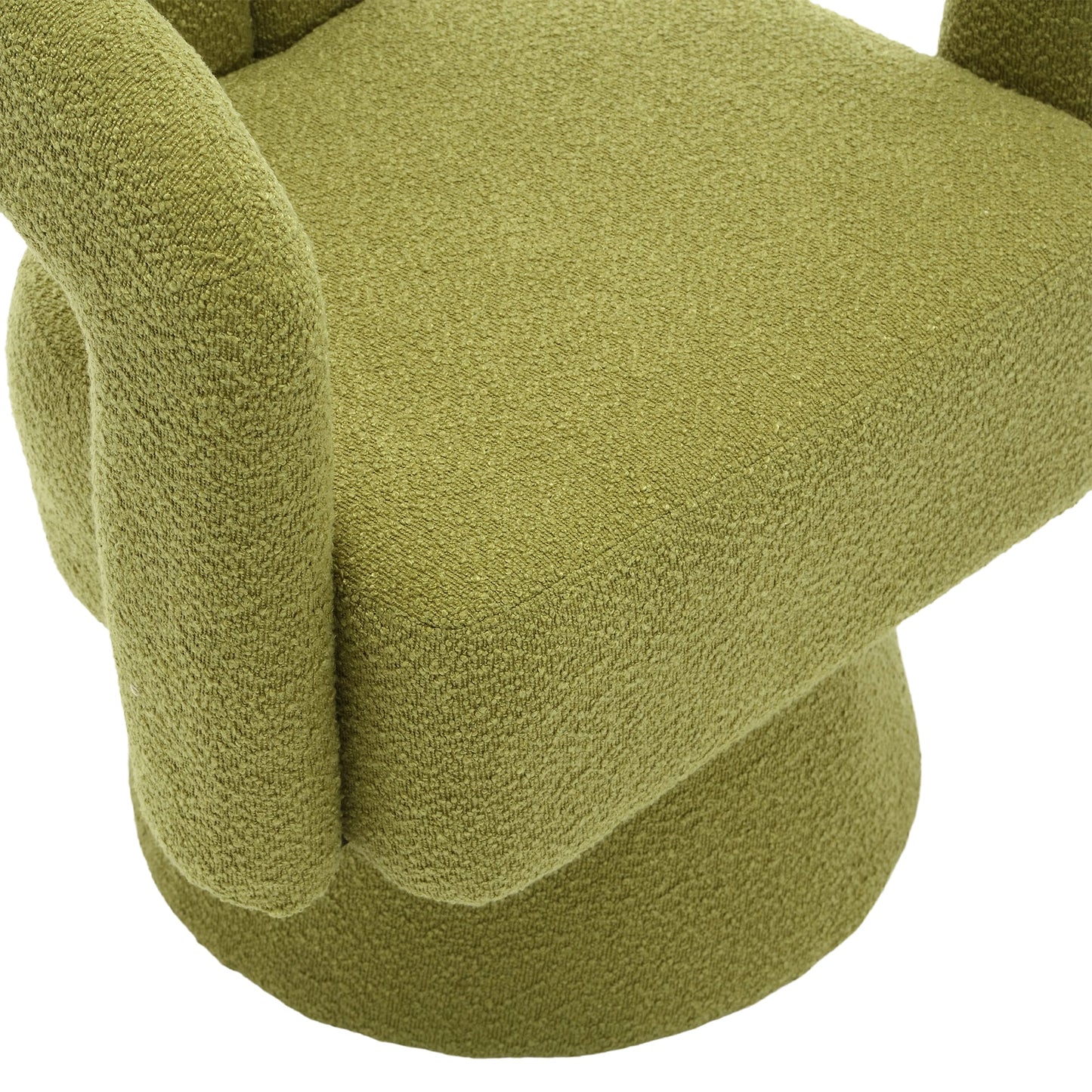 Olive Green Boucle 360-Degree Swivel Cuddle Barrel Chair