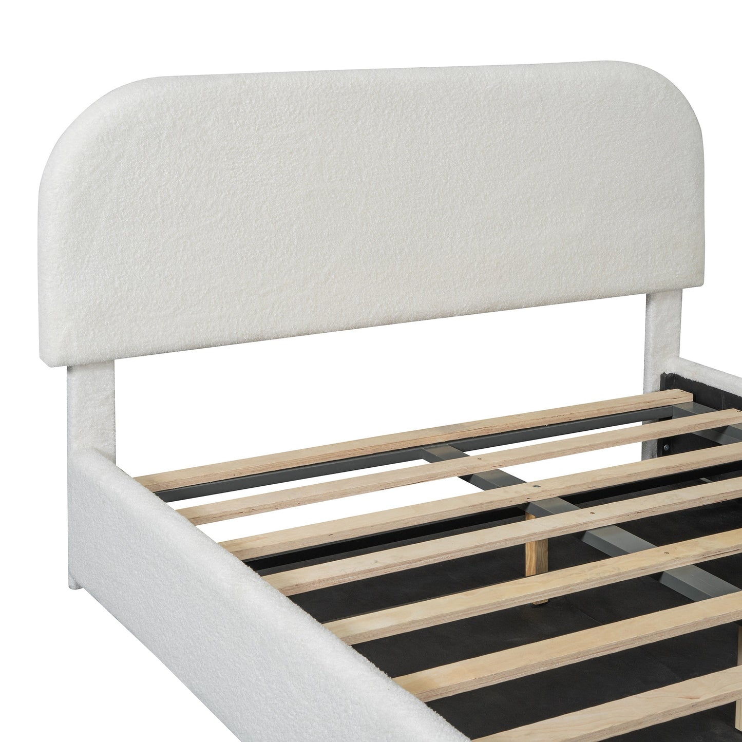 Teddy Fleece Full Size Upholstered Platform Bed White