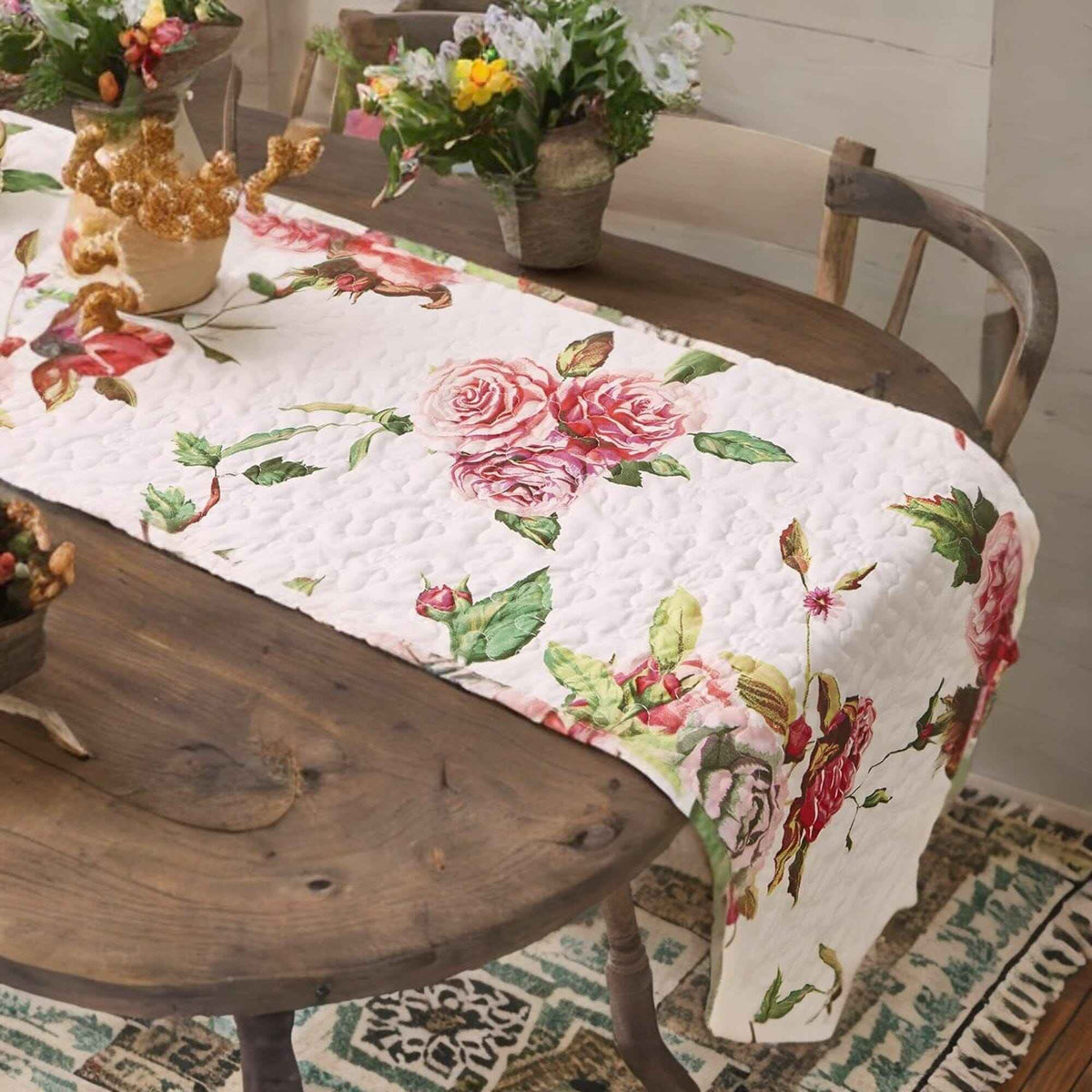 Elevate Your Dining Experience with Our Floral Quilted Table Runner