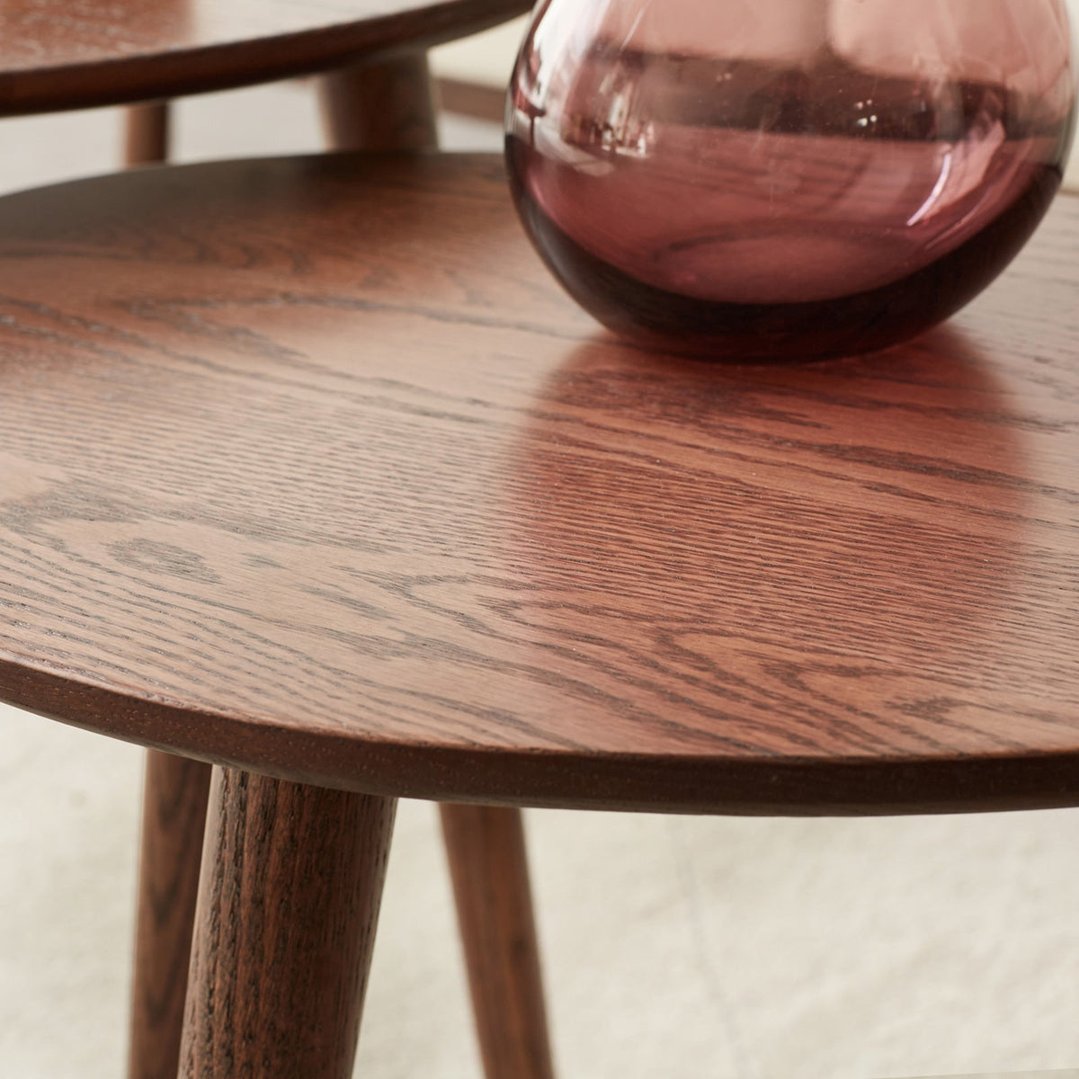 Solid oak mid-century oval side table