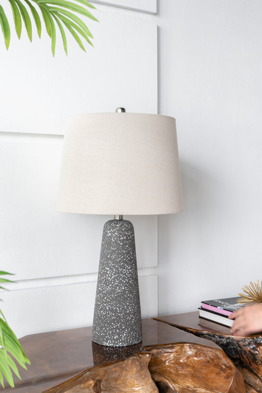 Stone Speckled Cone Table Lamp for Bedroom Nightstand