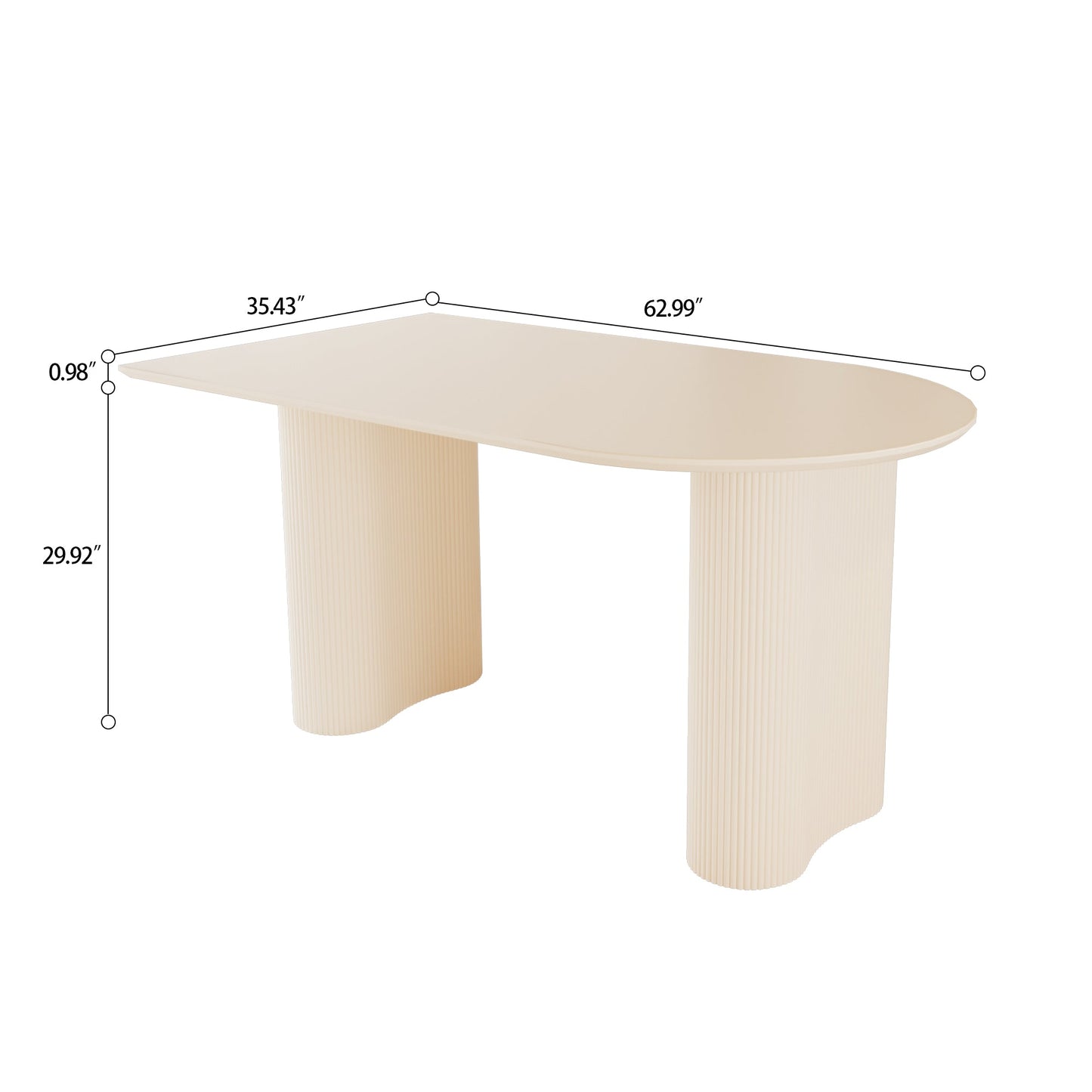 63" Elegant Cream MDF Dining Table with 6 Beige PU Dining Chairs and Black Metal Legs - Perfect for Kitchen & Home Use