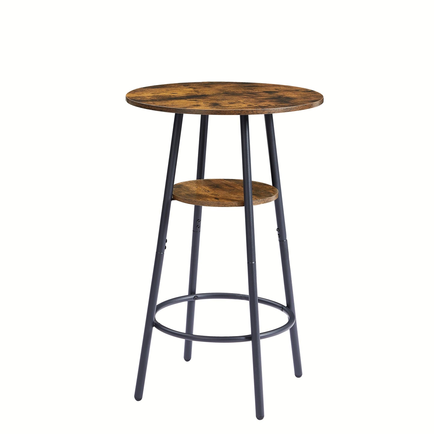 Rustic Brown Upholstered Bar Stool Set with Shelf and Backrest