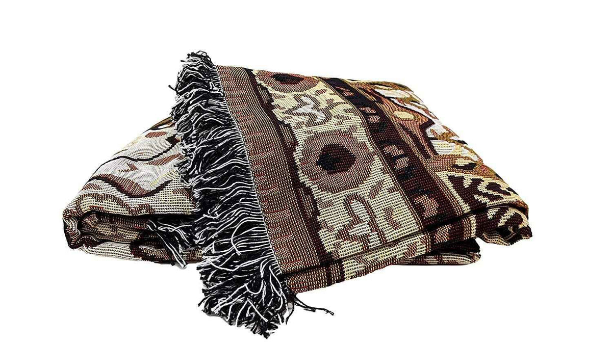 Elegant Tapestry Throw Blanket: Transform Your Space with Golden Persian Floral Design