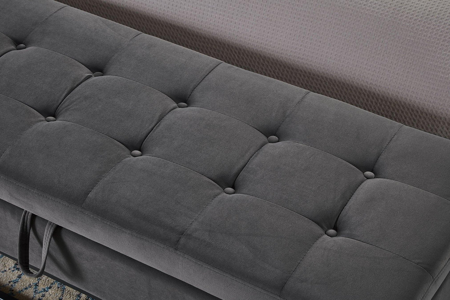 Bed Bench Metal Base with Storage Grey Velvet