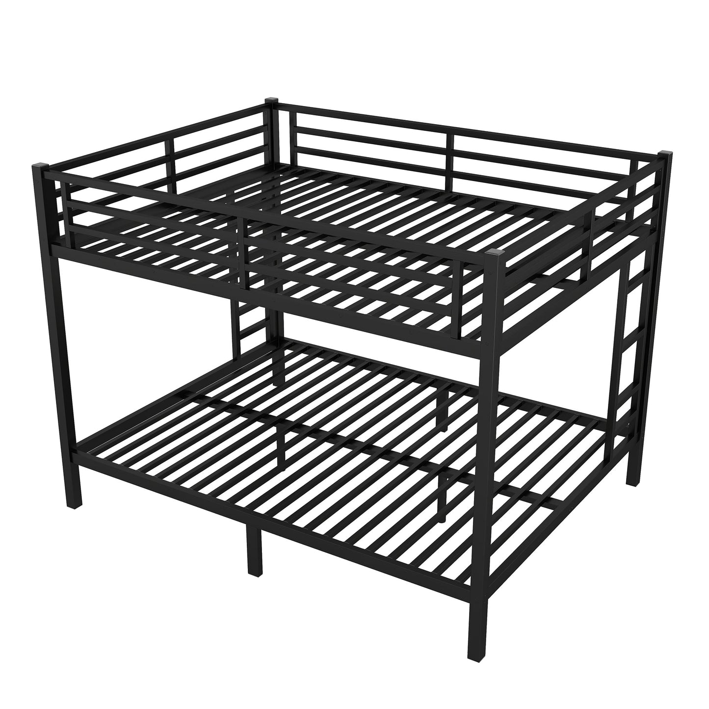 Metal Queen Over Queen Bunk Bed for Teens and Adults Black