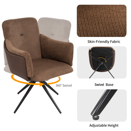 Two modern dark brown swivel desk chairs for home office.
