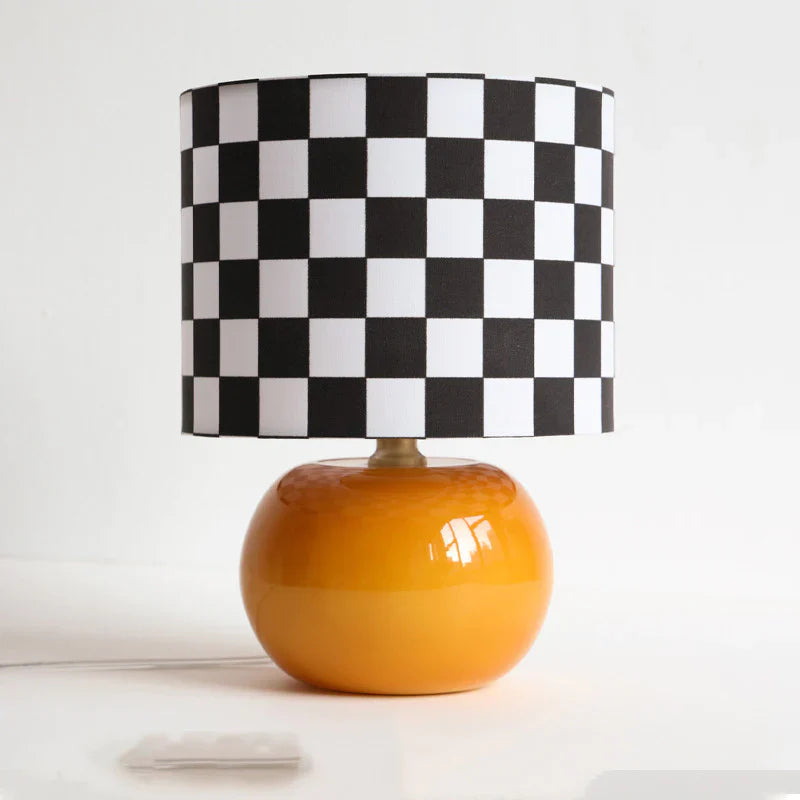 Retro Checkered Ceramic Table Lamp