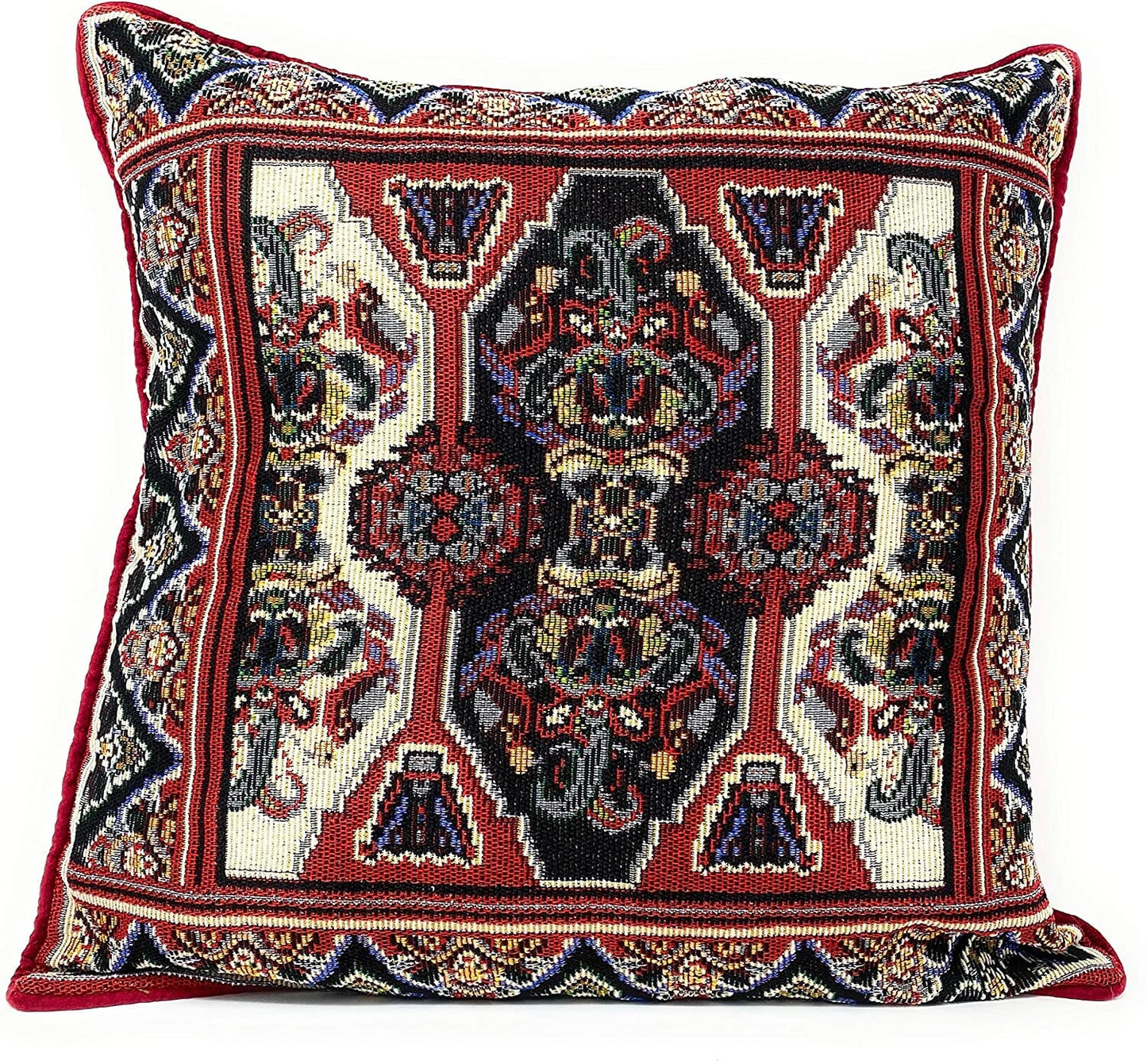 Kilim Red Throw Pillow Covers 16x16 Ornate Tapestry