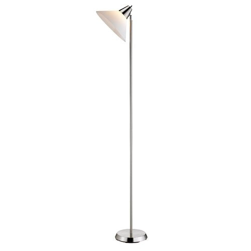 Contemporary Swivel Floor Lamp with Bowl Shade in Satin Steel Finish-0