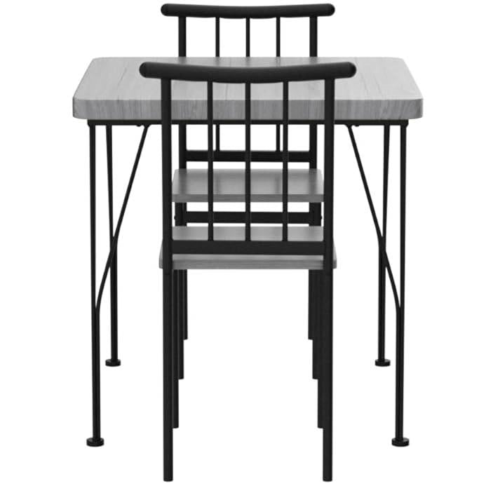 Modern 3-Piece Metal Frame Dining Set with Grey Wood Top, Two Chairs, 286 Lbs Capacity for Compact Spaces