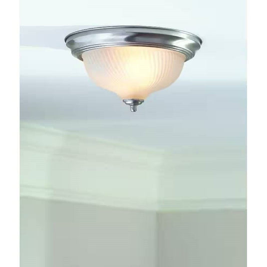Classic Round 11-Inch Brushed Nickel Flush Mount Ceiling Light with Frosted Glass Shade