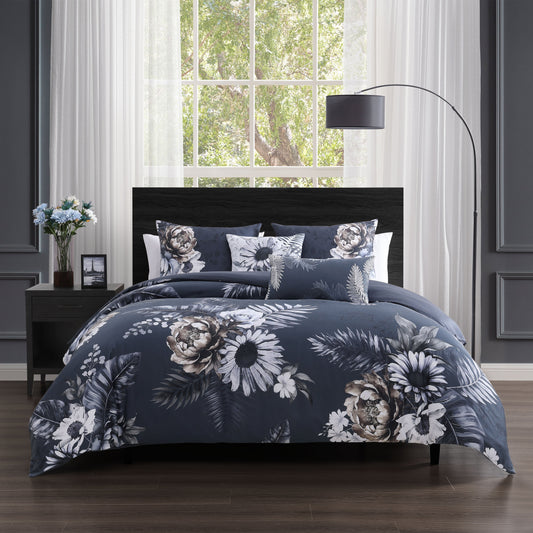 Forget Me Not 5 Piece Reversible Comforter Set for Elegance