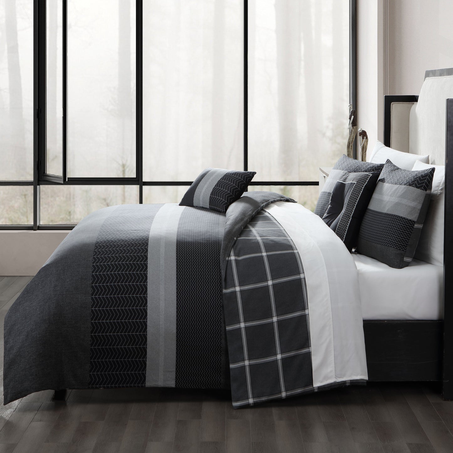 Bebejan Kyle Men's Style 5-Piece Black Cotton Reversible Comforter Collection