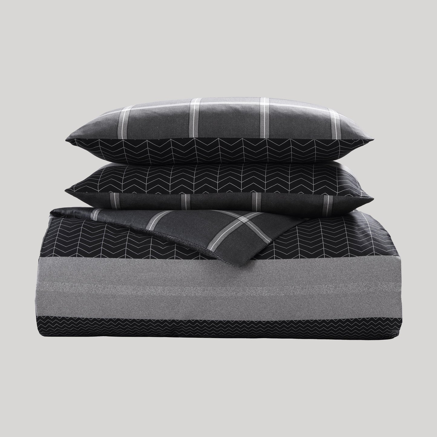 Bebejan Kyle Men's Style 5-Piece Black Cotton Reversible Comforter Collection