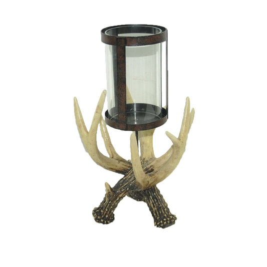 Rustic Antler Glass Candle Holder