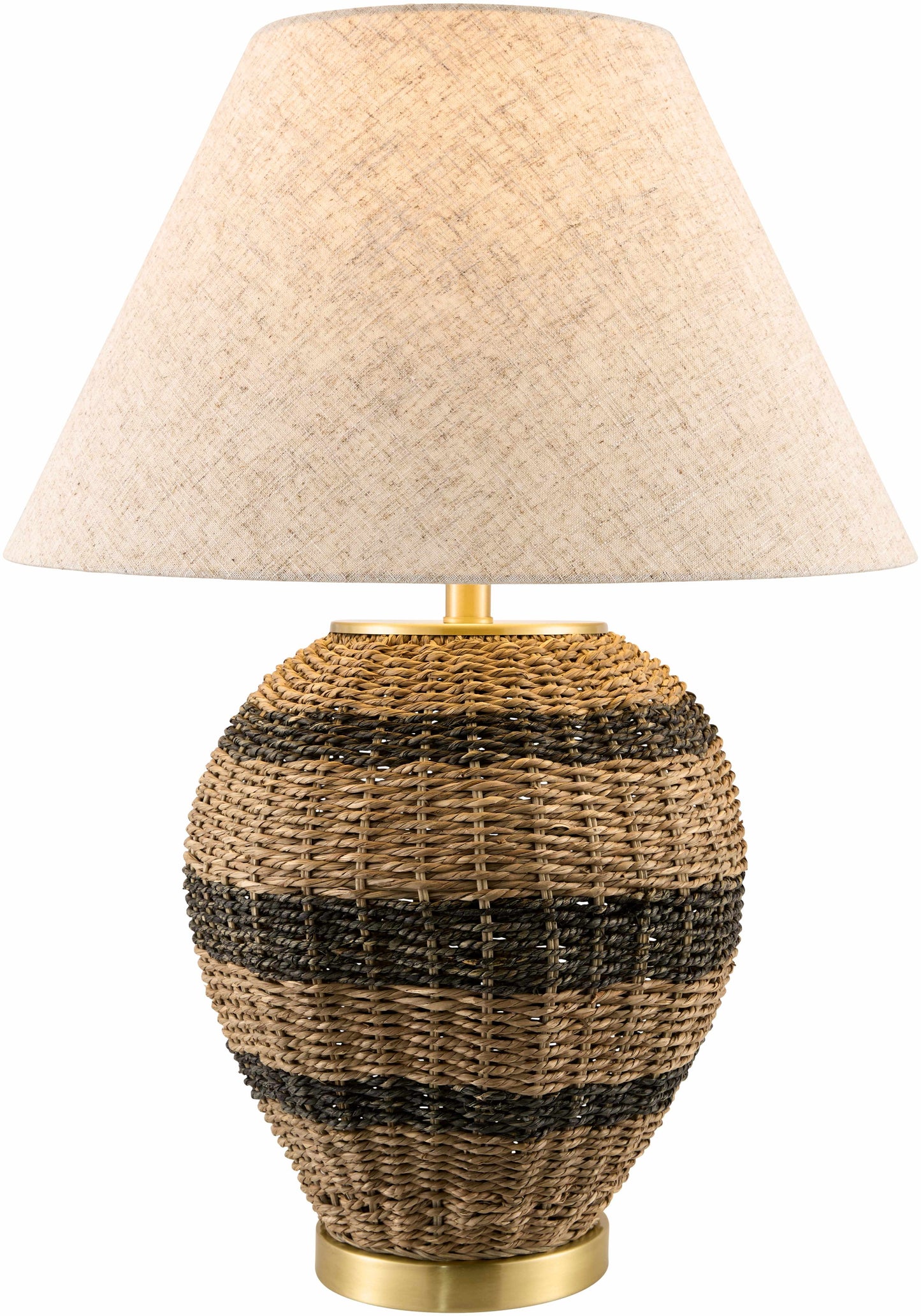 Irtyshskiy Traditional Rattan Table Lamp With Linen Shade