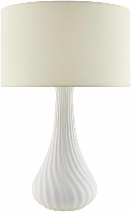 White Campobasso Traditional Table Lamp with Linen Shade