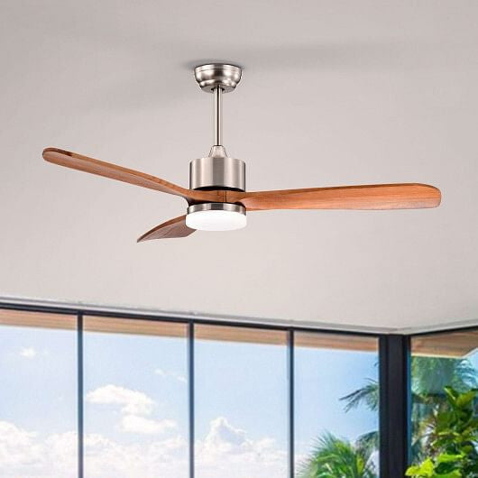 52 Inch Reversible Ceiling Fan with LED Light for Summer and Winter - Silver